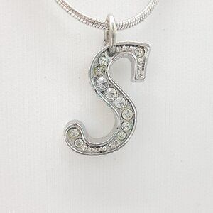 Vintage Avon Gold Tone Monogram‎ Initial S Rhinestone Necklace